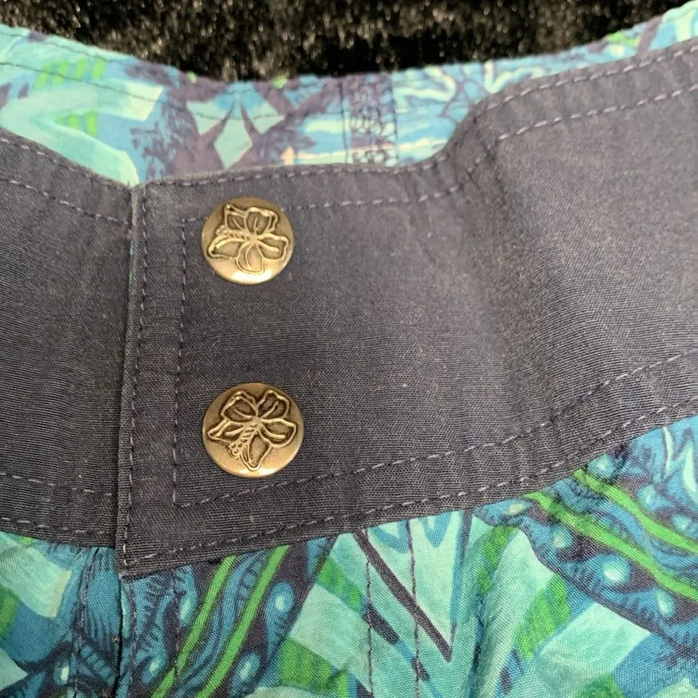Men's Duke Kahanamoku Swim Shorts in Navy, Blue, Green and White